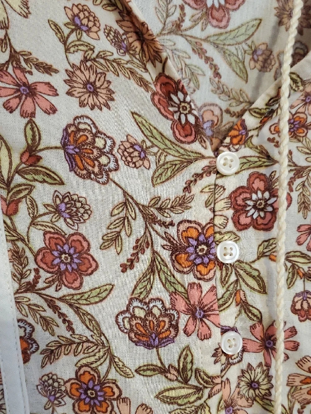 Old Navy Cream Maxi Dress with Pink and Rust Floral Print - Picture 5 of 5